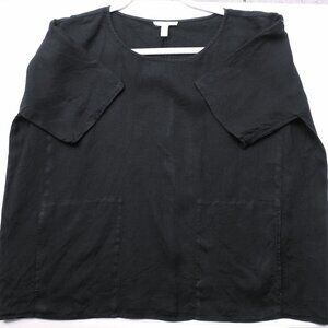 Eileen Fisher Organic Linen Top, Black, XS. Pockets, XLNT